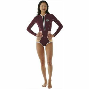 2024 Rip Curl Mujer G-Bomb 1mm Hi-Cut Manga Larga Shorty Neopreno 13FWSP - Plum